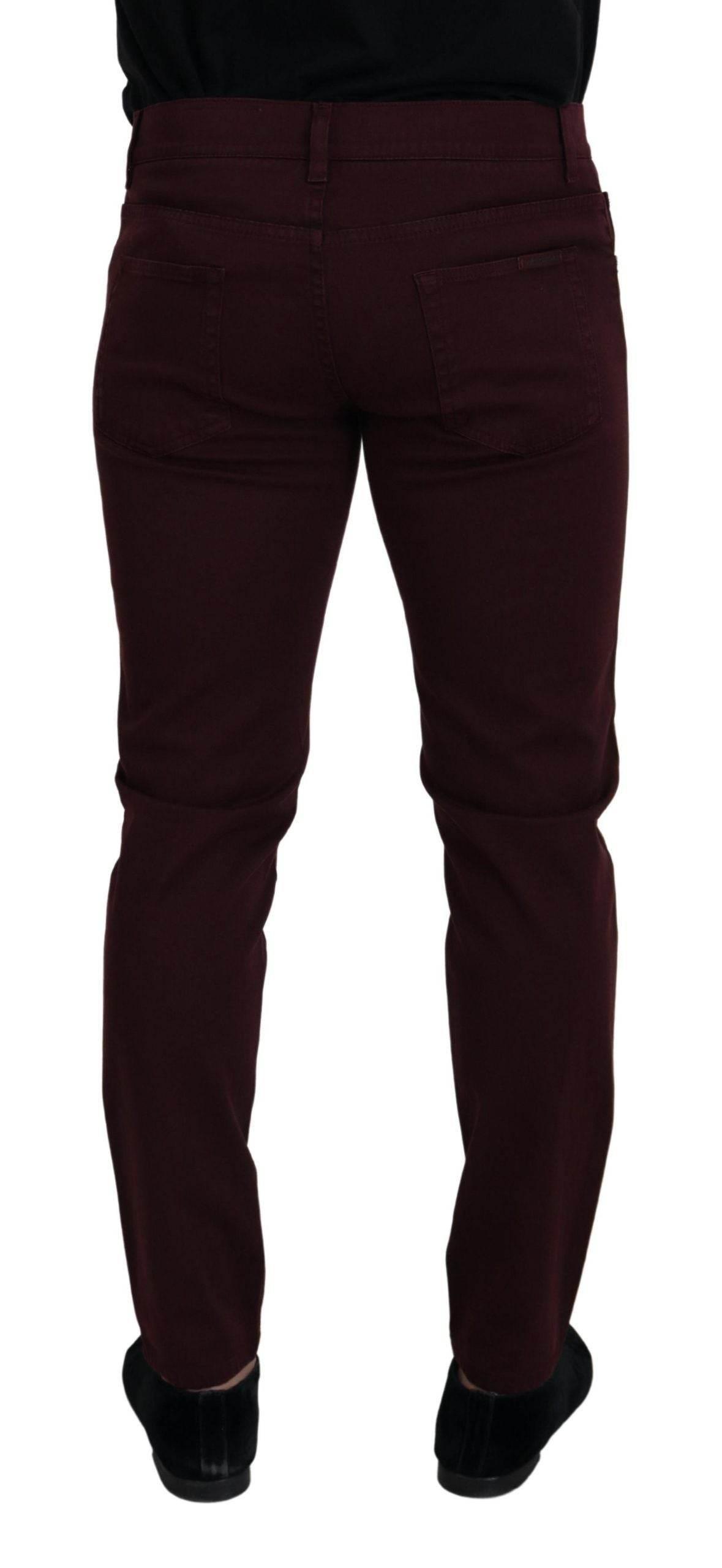 Dolce & Gabbana Bordeaux Cotton Stretch GOLD Denim Jeans - Hilstor