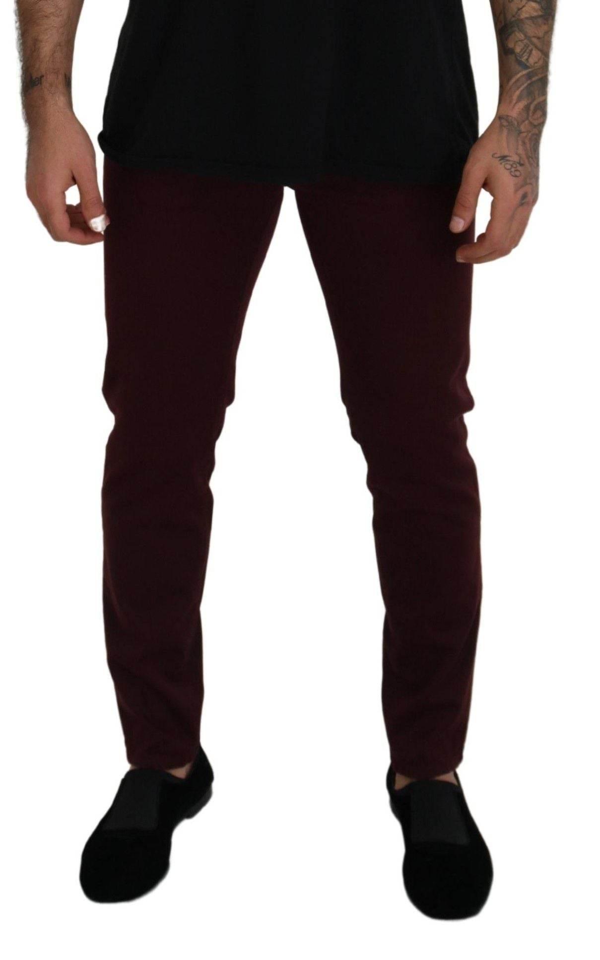 Dolce & Gabbana Bordeaux Cotton Stretch GOLD Denim Jeans - Hilstor