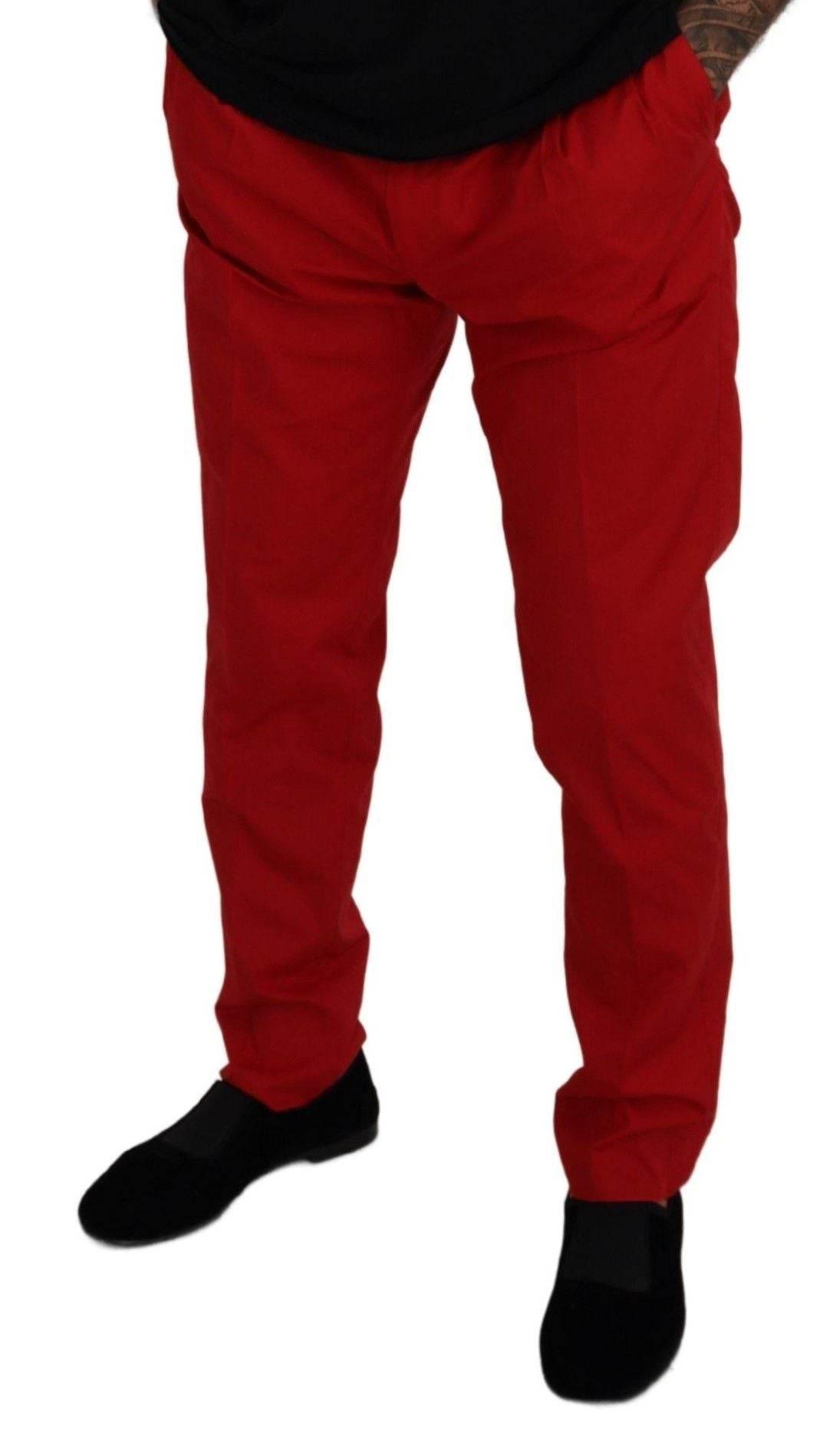 Dolce & Gabbana Elegant Slim Fit Crimson Chinos - Hilstor