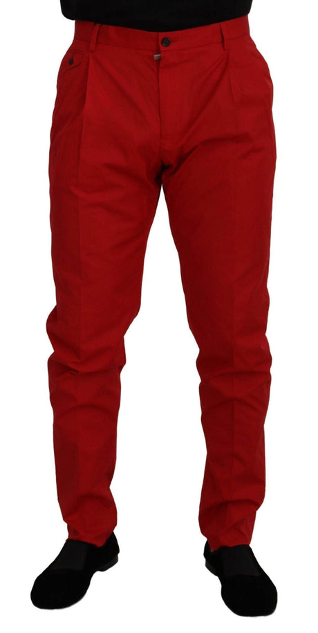 Dolce & Gabbana Elegant Slim Fit Crimson Chinos - Hilstor