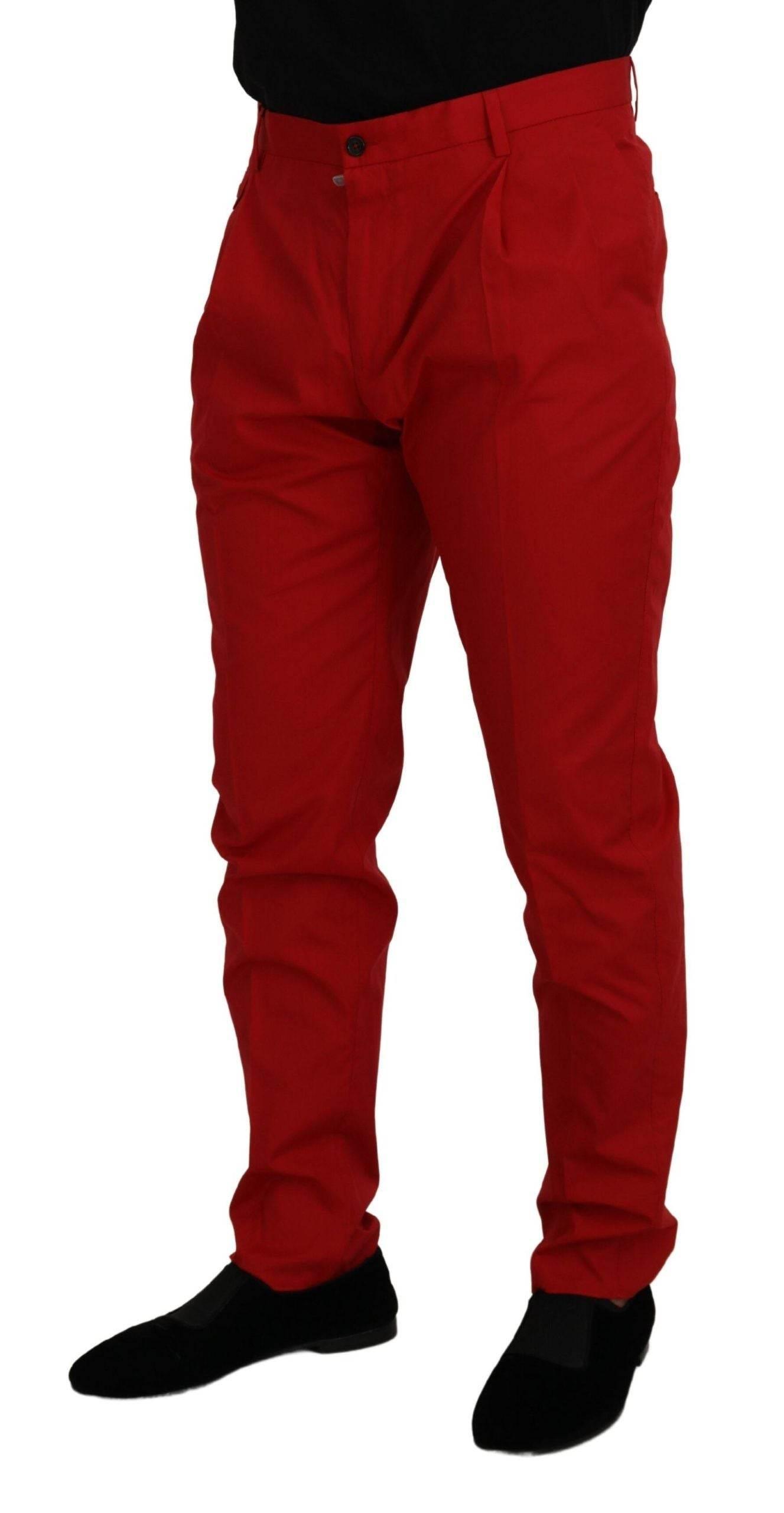 Dolce & Gabbana Elegant Slim Fit Crimson Chinos - Hilstor