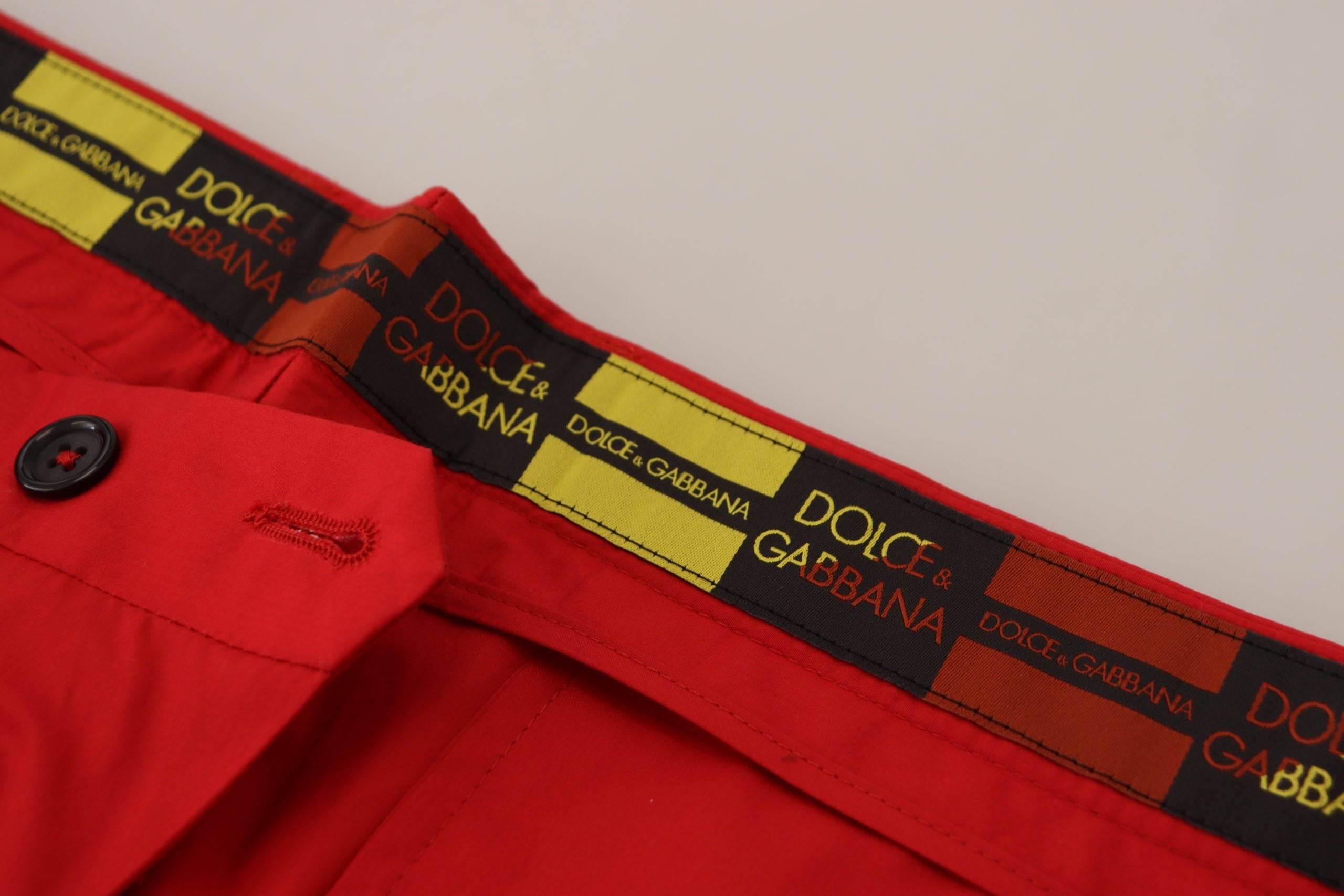 Dolce & Gabbana Elegant Slim Fit Crimson Chinos - Hilstor