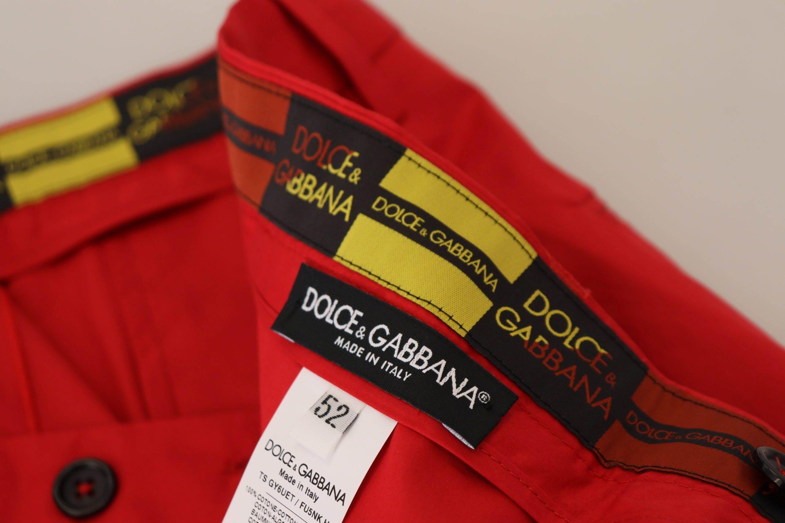 Dolce & Gabbana Elegant Slim Fit Crimson Chinos - Hilstor