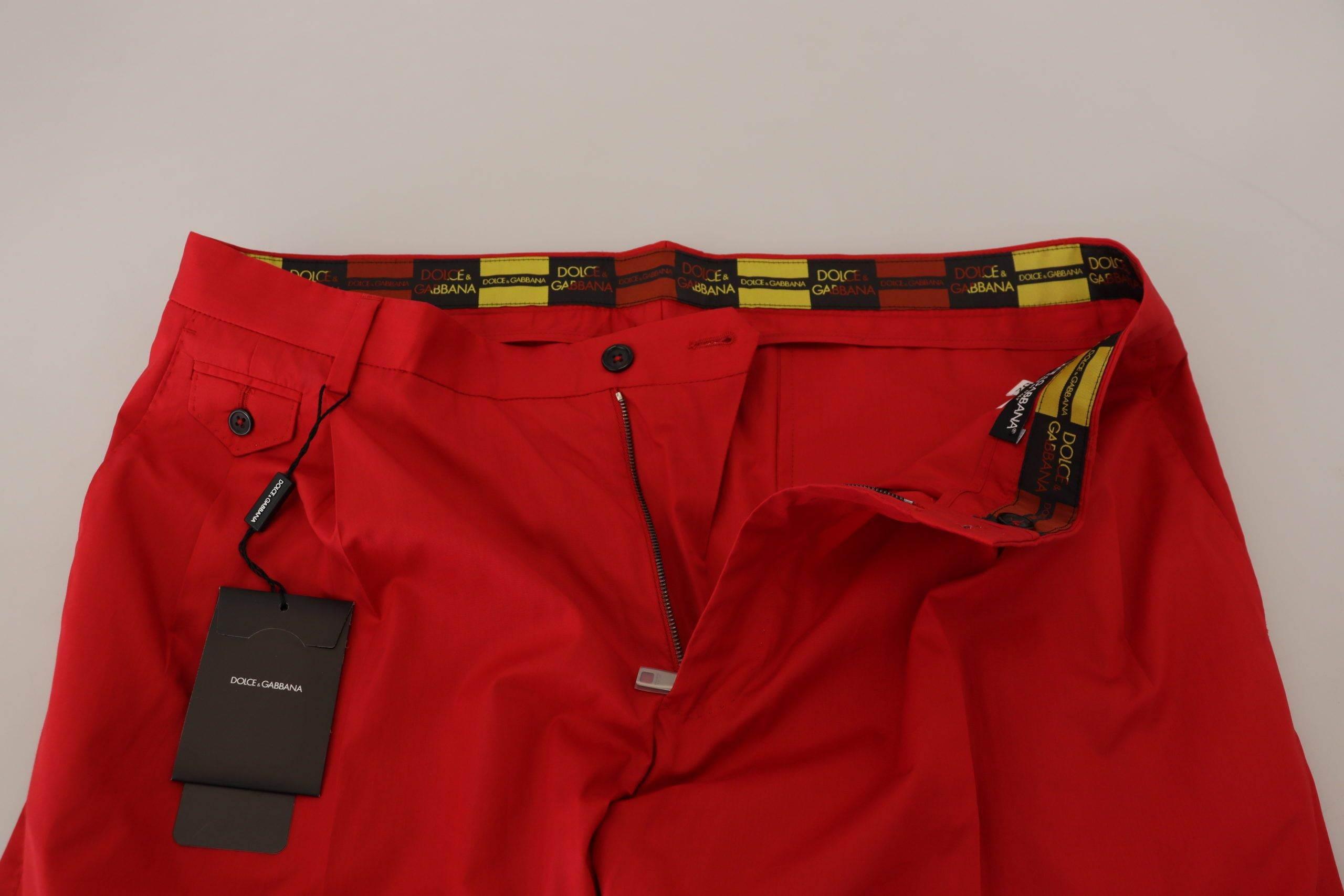 Dolce & Gabbana Elegant Slim Fit Crimson Chinos - Hilstor