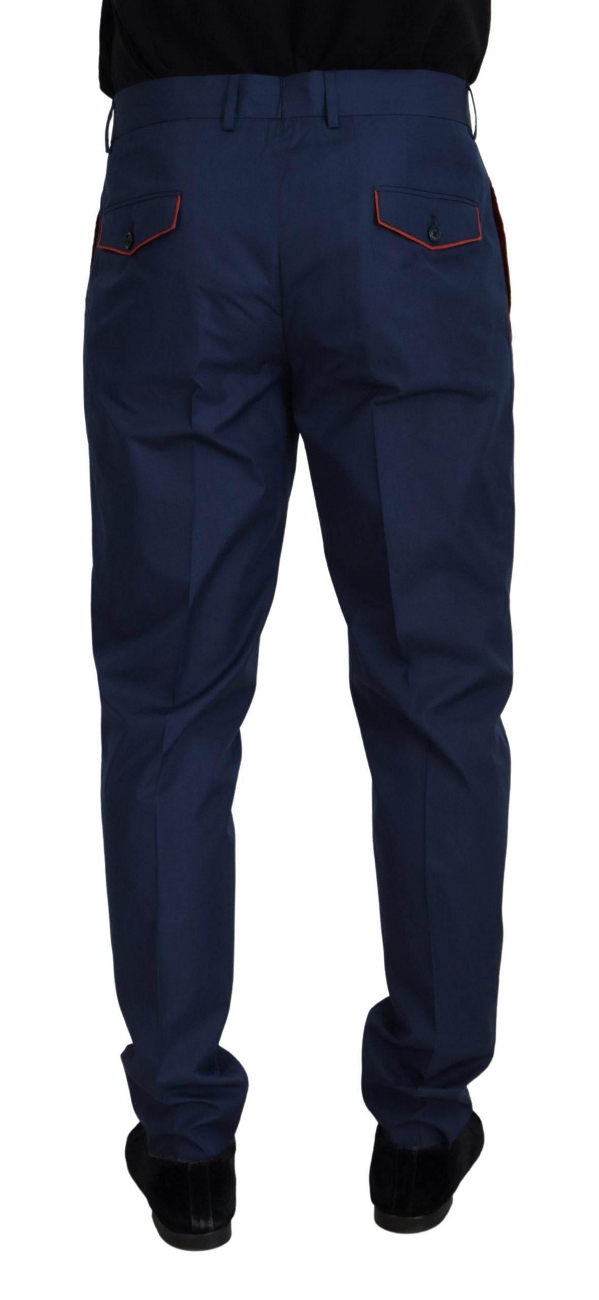 Dolce & Gabbana Blue Cotton Silk Trousers Chinos Pants - Hilstor