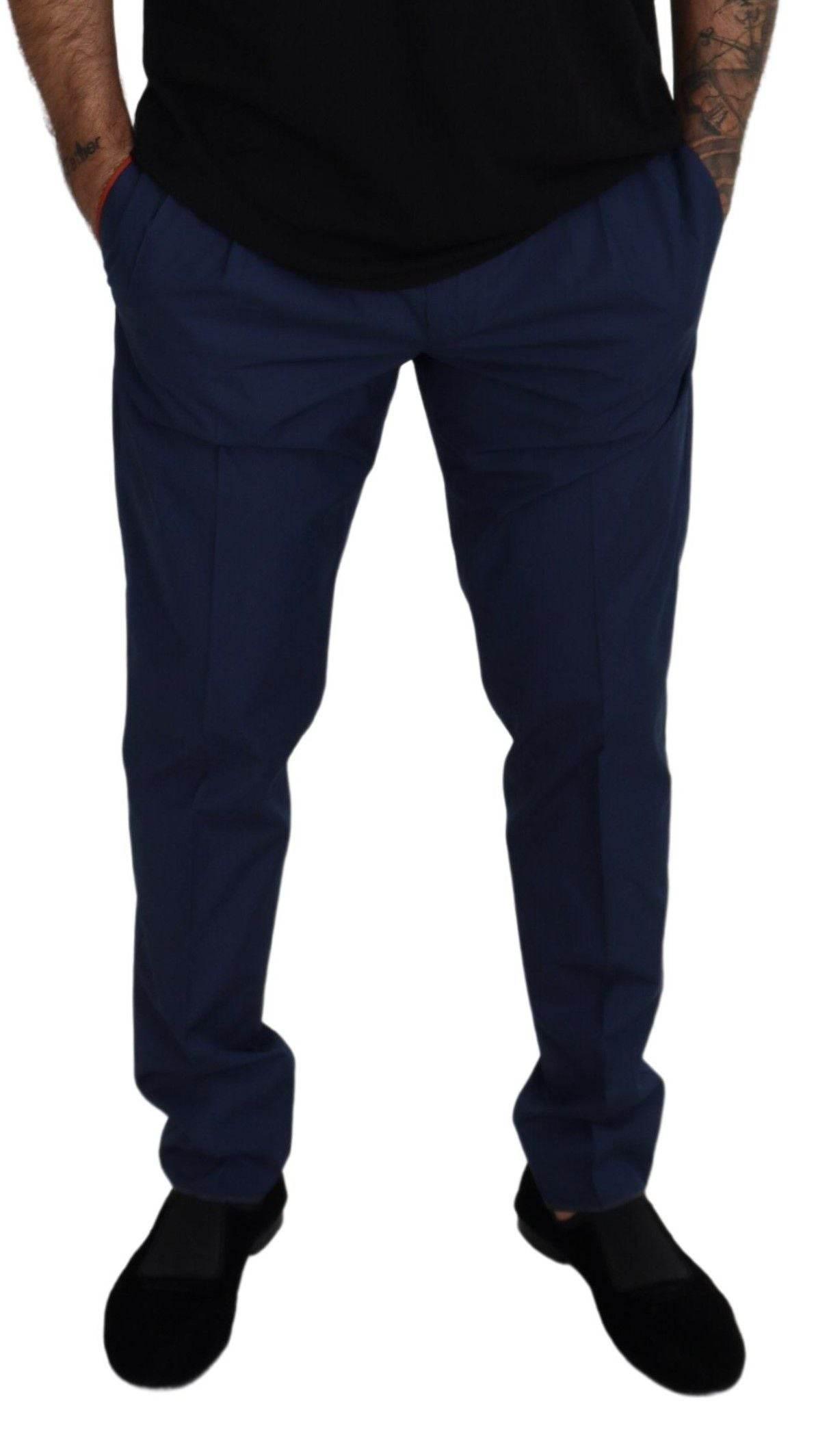 Dolce & Gabbana Blue Cotton Silk Trousers Chinos Pants - Hilstor