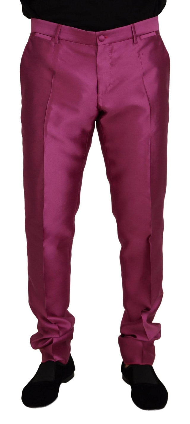 Dolce & Gabbana Elegant Slim Fit Formal Dress Pants in Pink - Hilstor
