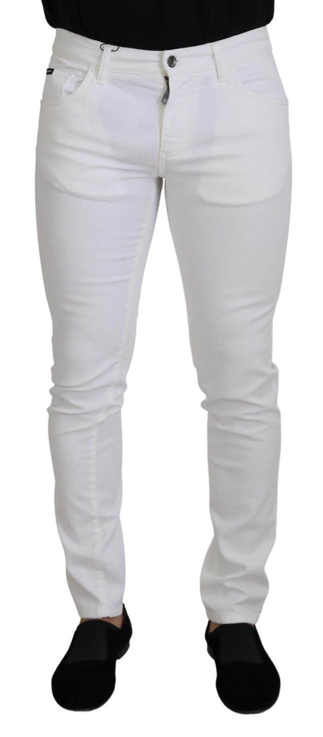 Dolce & Gabbana White Slim Skinny Stretch Cotton Denim Jeans - Hilstor