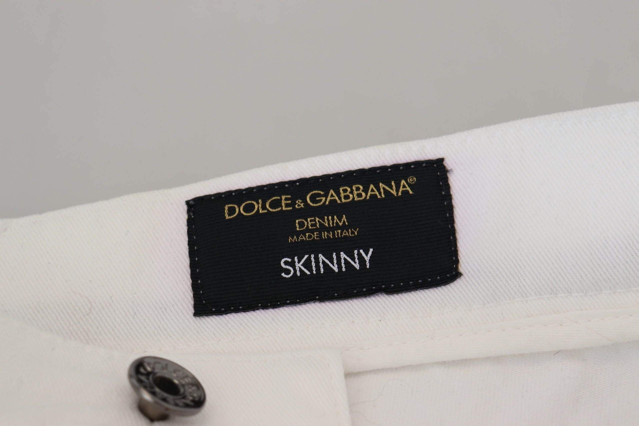 Dolce & Gabbana White Slim Skinny Stretch Cotton Denim Jeans - Hilstor