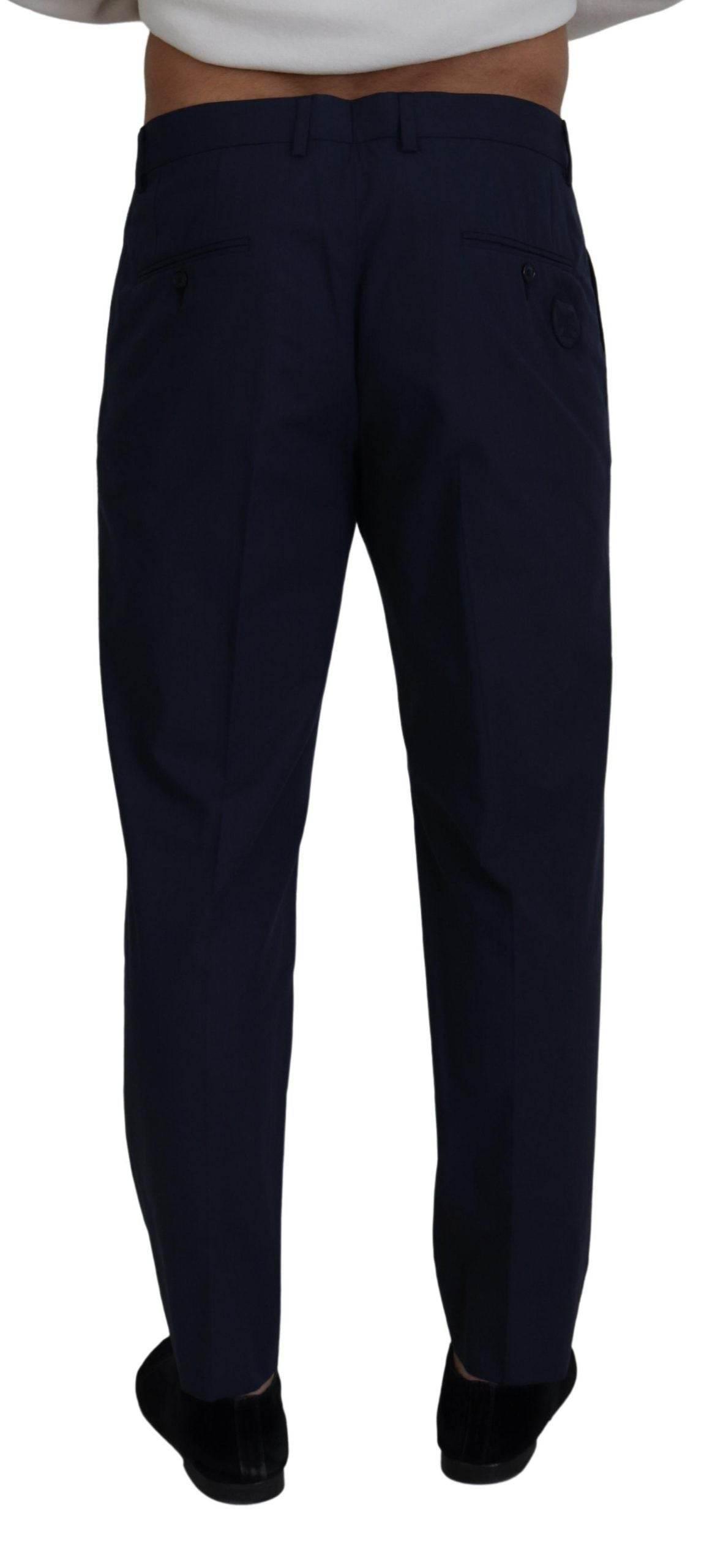 Dolce & Gabbana Blue Cotton Slim Trousers Chinos Pants - Hilstor