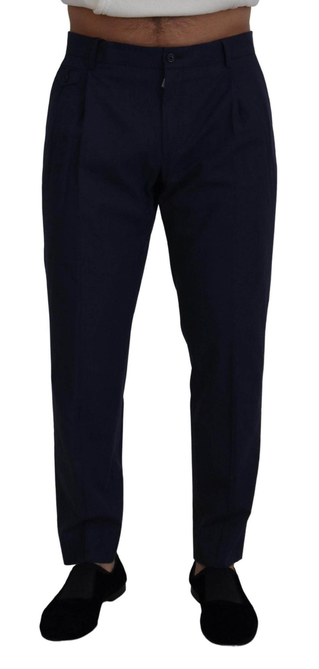Dolce & Gabbana Blue Cotton Slim Trousers Chinos Pants - Hilstor
