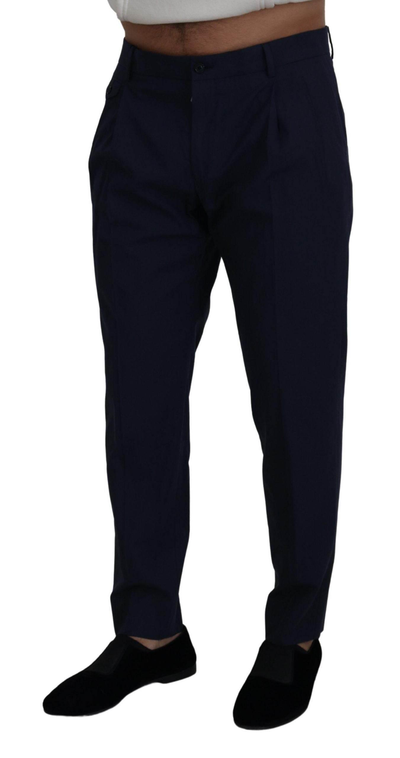 Dolce & Gabbana Blue Cotton Slim Trousers Chinos Pants - Hilstor