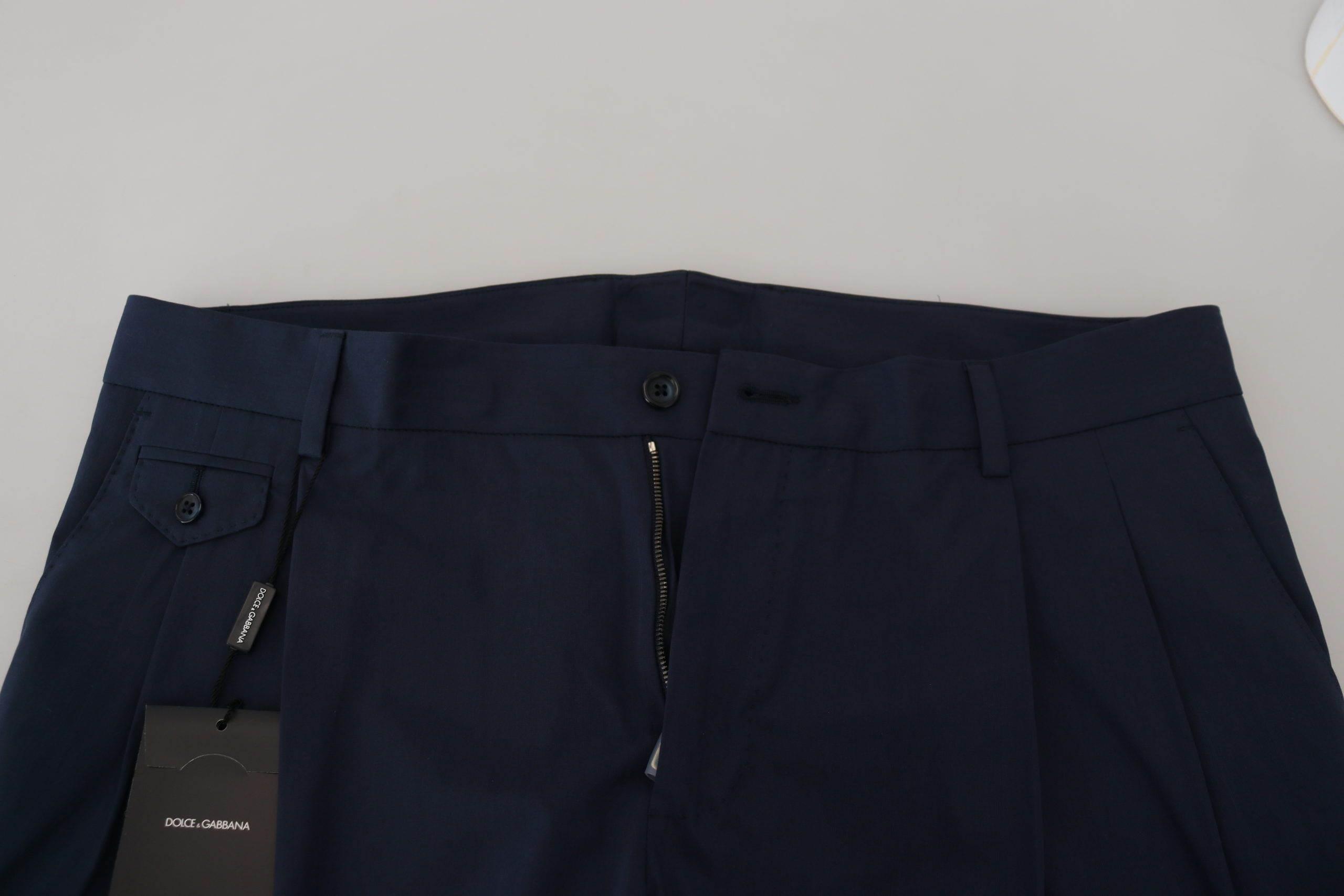 Dolce & Gabbana Blue Cotton Slim Trousers Chinos Pants - Hilstor