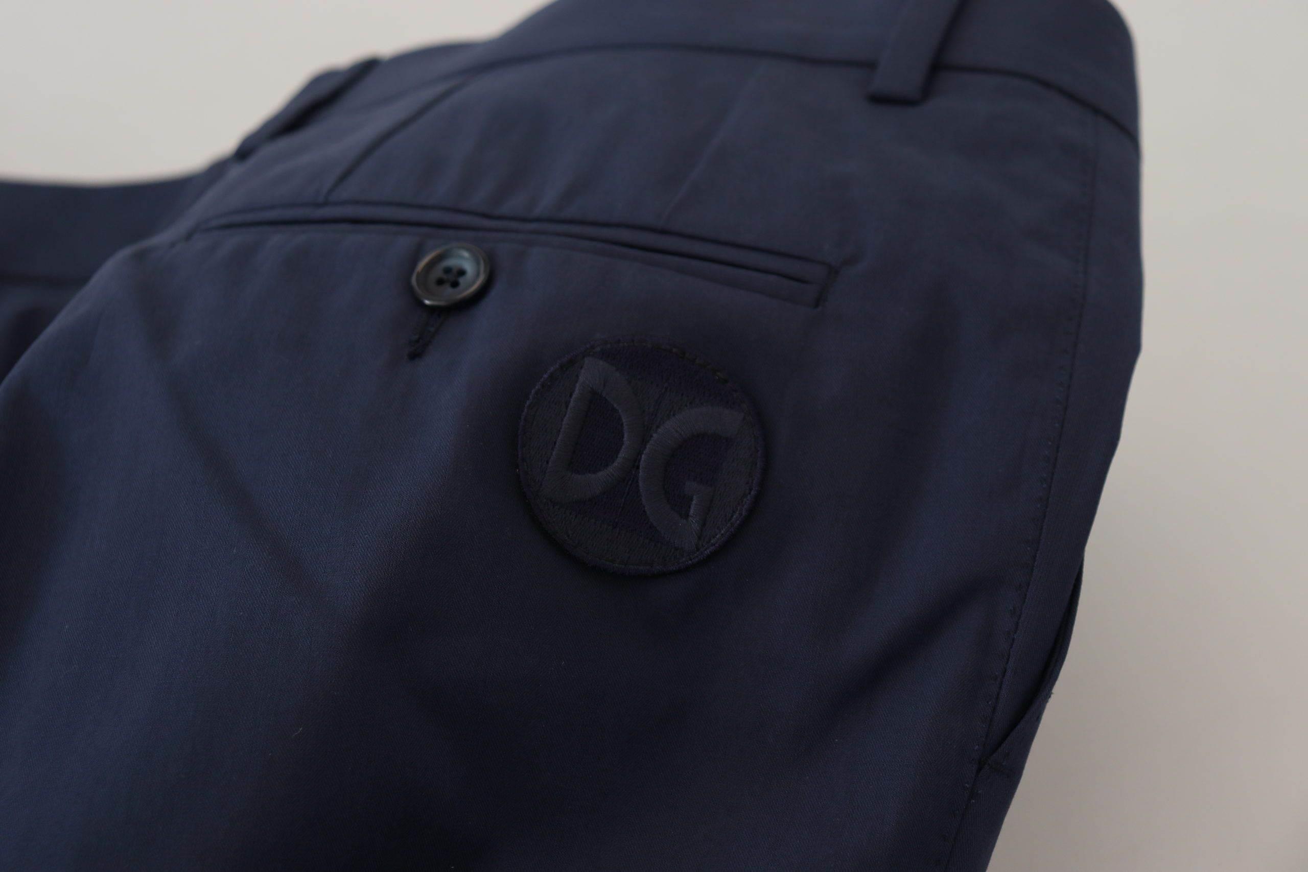 Dolce & Gabbana Blue Cotton Slim Trousers Chinos Pants - Hilstor