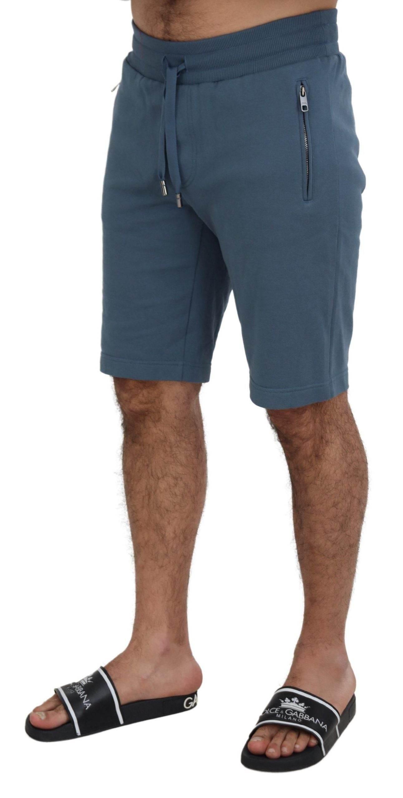 Dolce & Gabbana Blue Cotton Bermuda Casual Mens Shorts - Hilstor