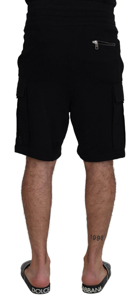 Dolce & Gabbana Black Cotton Bermuda Cargo Shorts - Hilstor