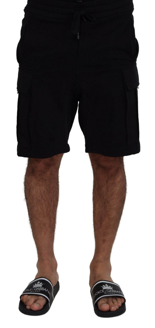 Dolce & Gabbana Black Cotton Bermuda Cargo Shorts - Hilstor