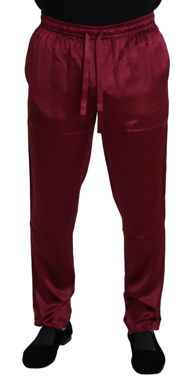 Dolce & Gabbana Bordeaux Silk DG Sleep Lounge Pants - Hilstor