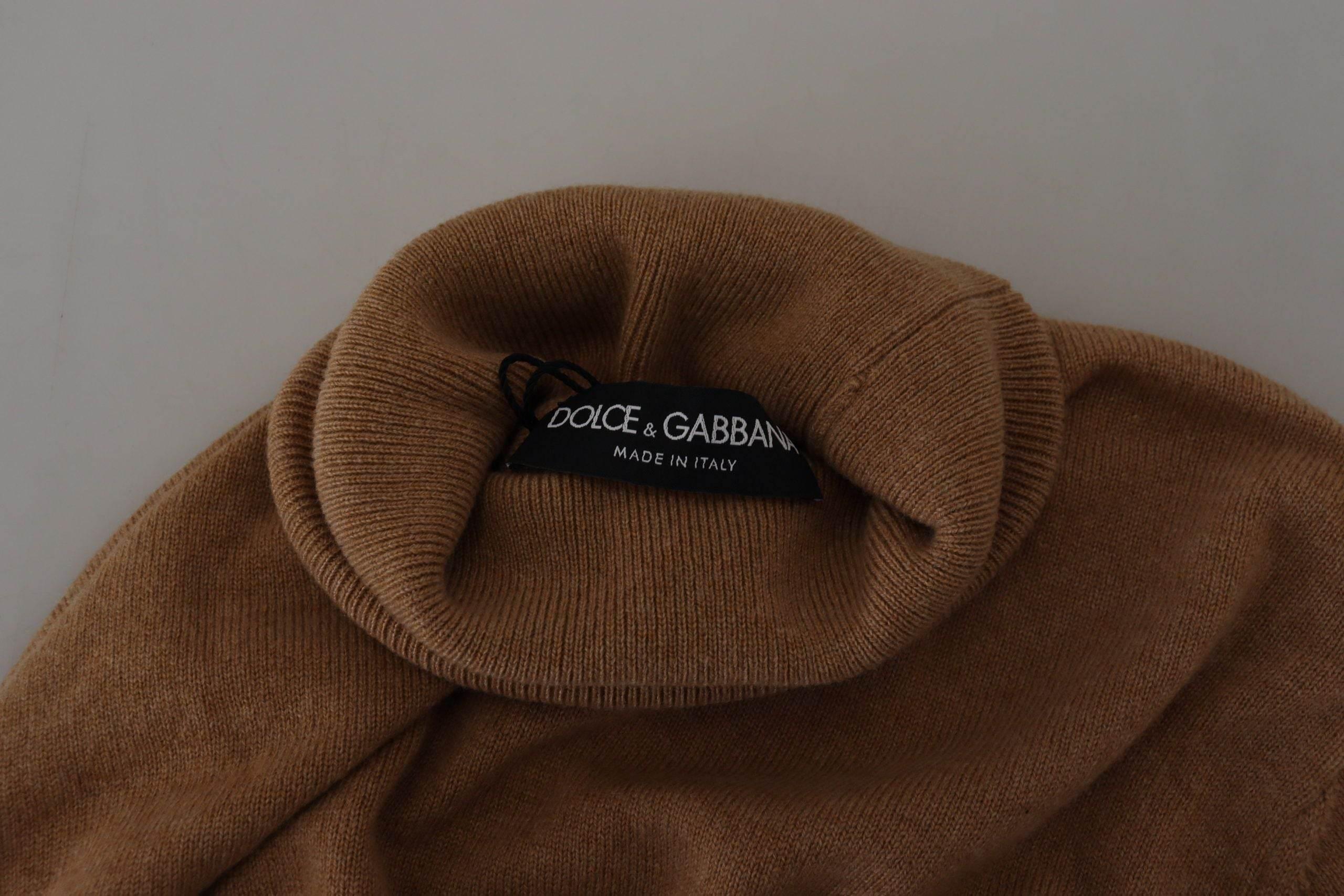Dolce & Gabbana Beige Cashmere Turtleneck Pullover Sweater - Hilstor