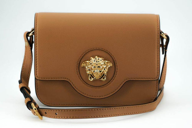Versace Elegant Calf Leather Shoulder Bag in Brown - Hilstor