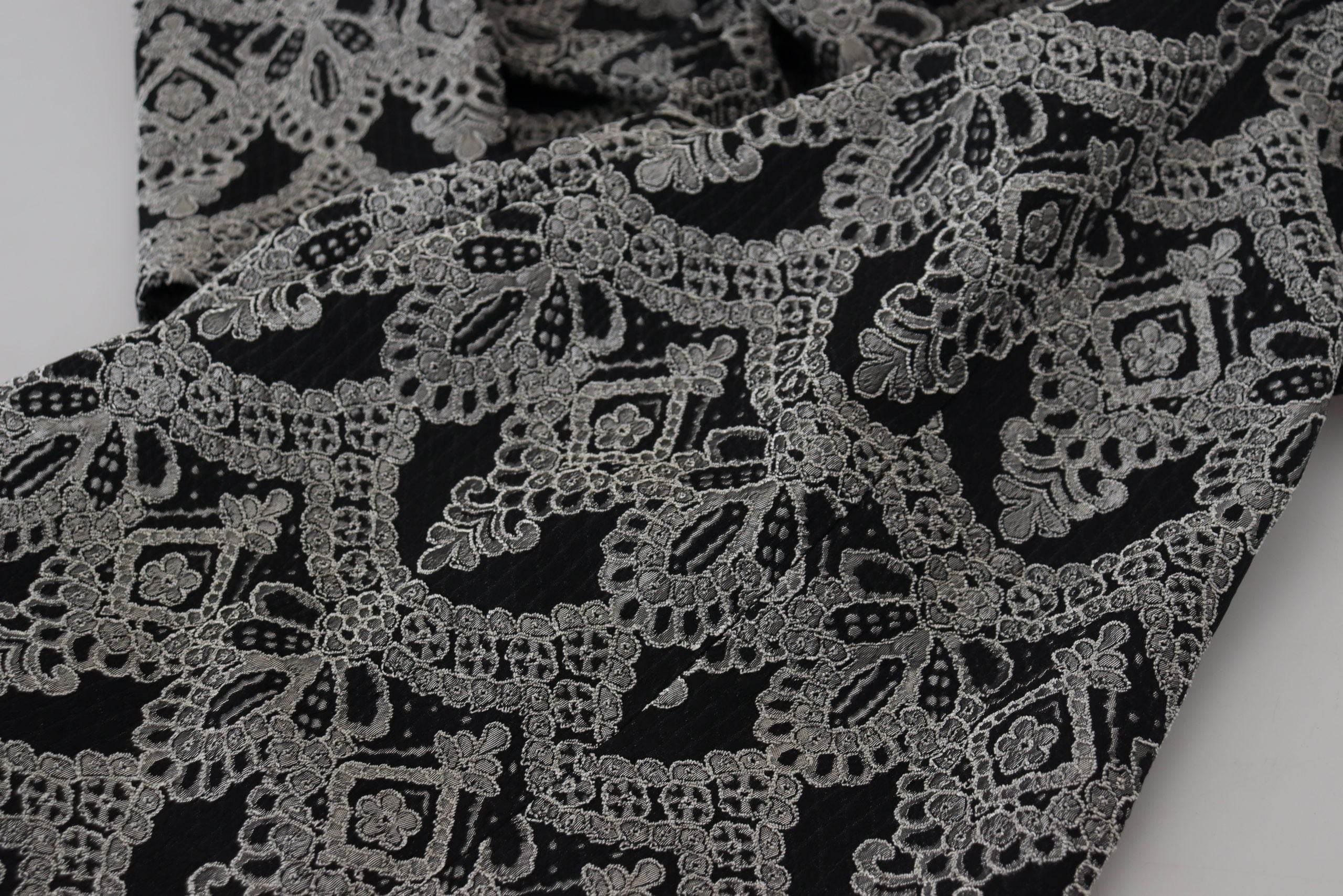 Dolce & Gabbana Black Gray Jacquard Sheath Bodycon Dress - Hilstor