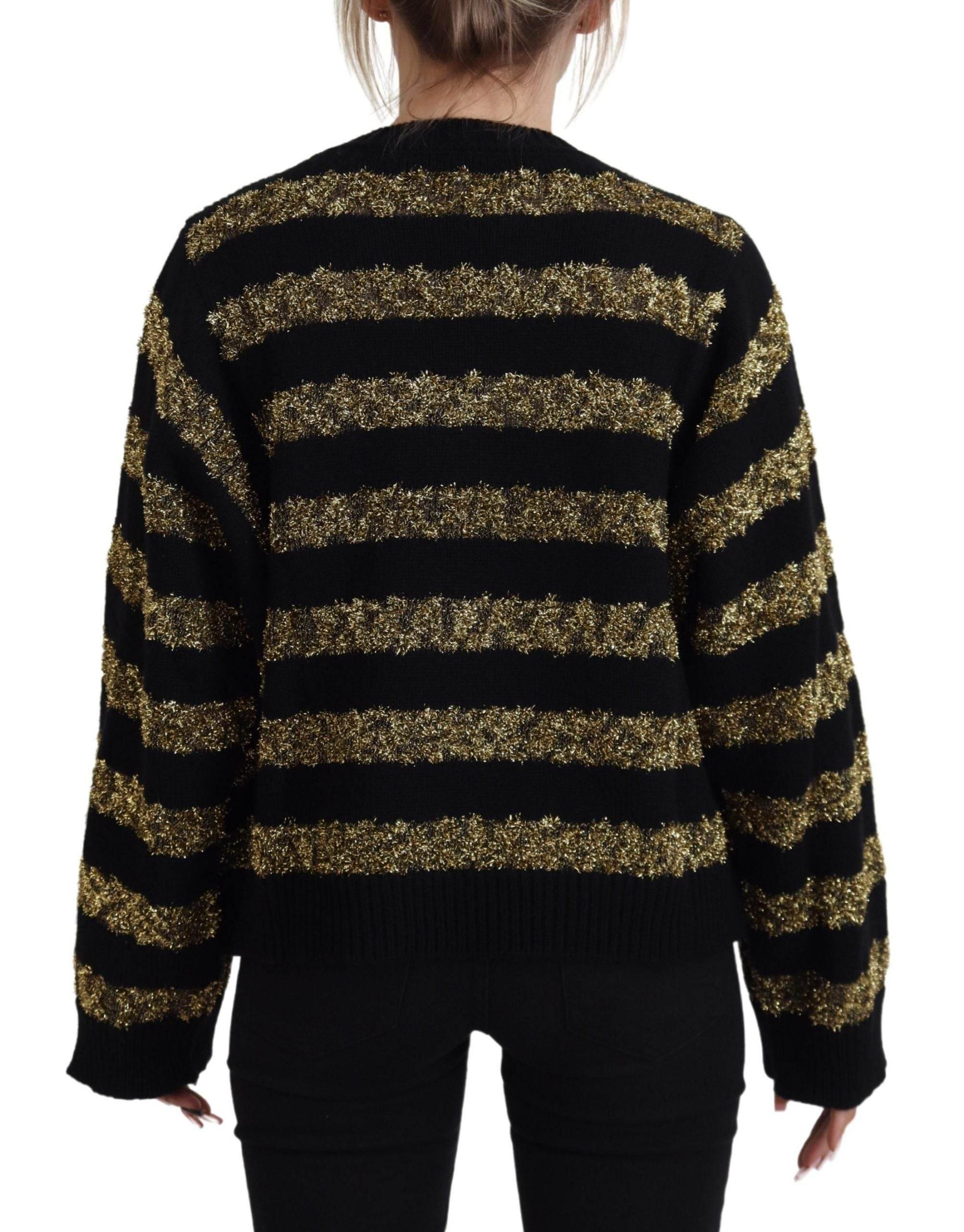 Dolce & Gabbana Black Gold D&G Crystal Cashmere Sweater - Hilstor