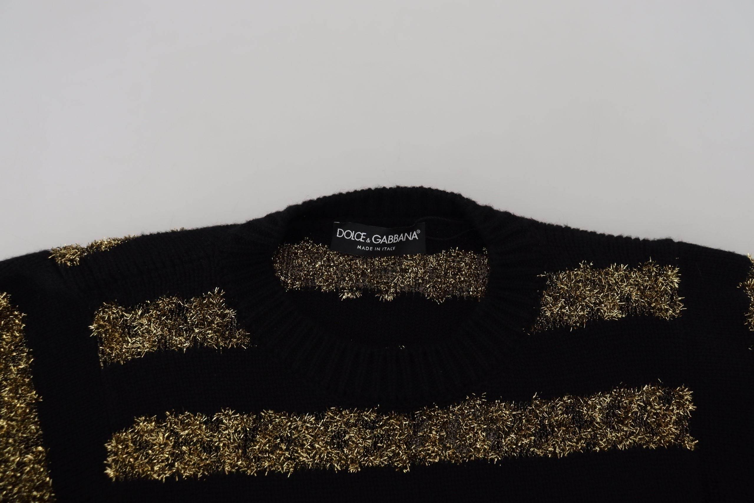Dolce & Gabbana Black Gold D&G Crystal Cashmere Sweater - Hilstor