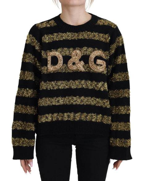 Dolce & Gabbana Black Gold D&G Crystal Cashmere Sweater - Hilstor