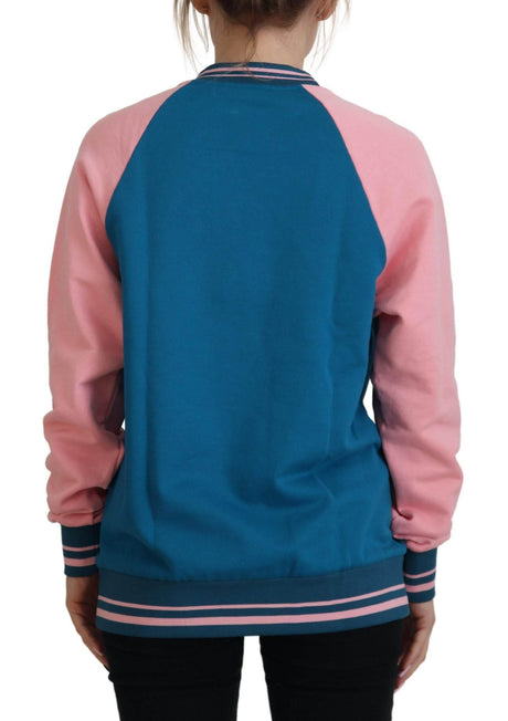 Dolce & Gabbana Blue Pink Queen Sequin Crystal Sweater - Hilstor