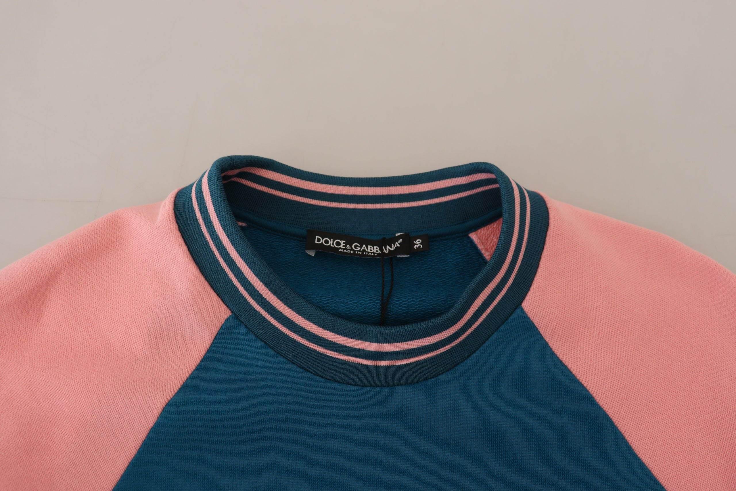 Dolce & Gabbana Blue Pink Queen Sequin Crystal Sweater - Hilstor