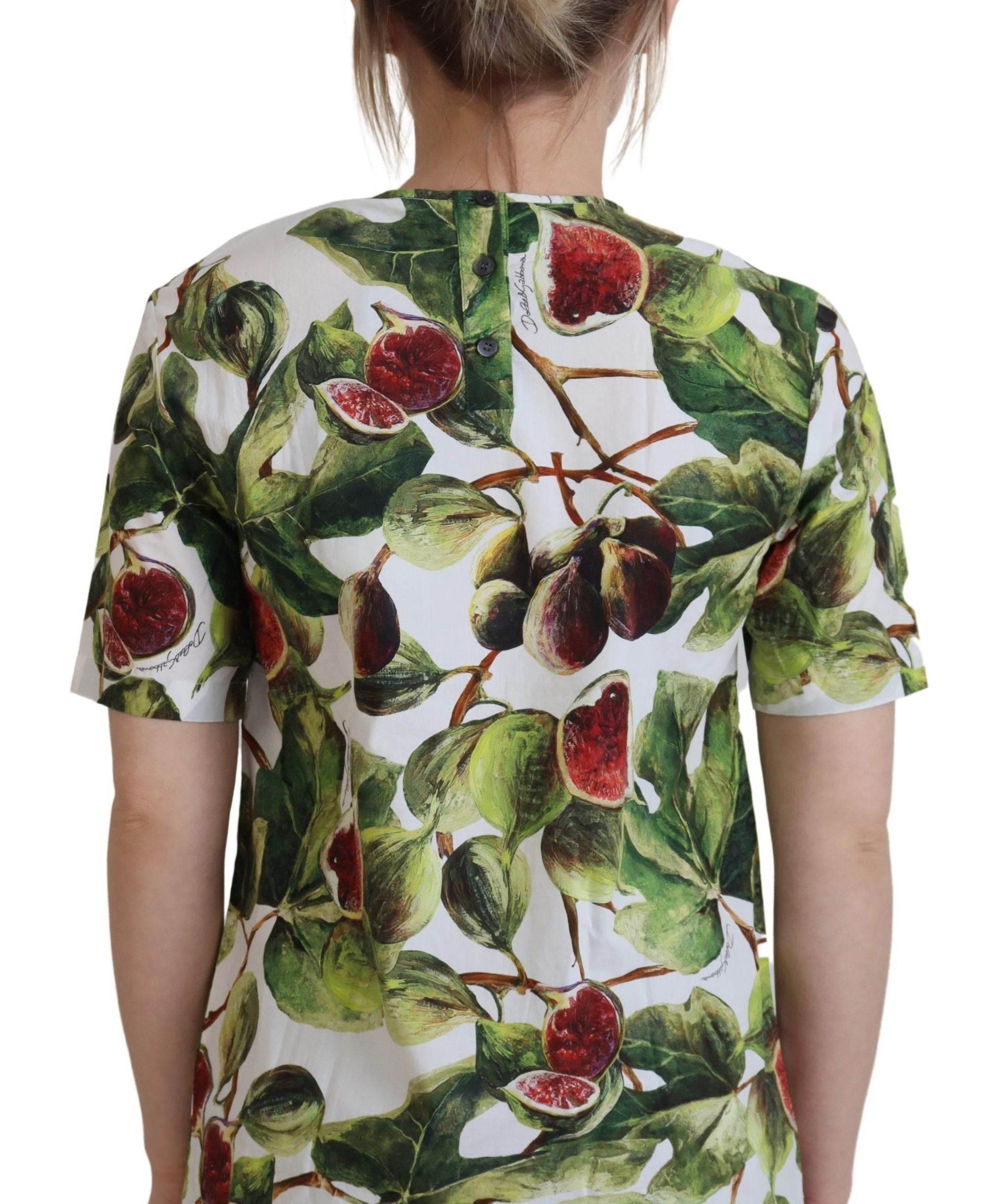 Dolce & Gabbana Crew-neck Cotton Top Blouse Fruit T-shirt - Hilstor