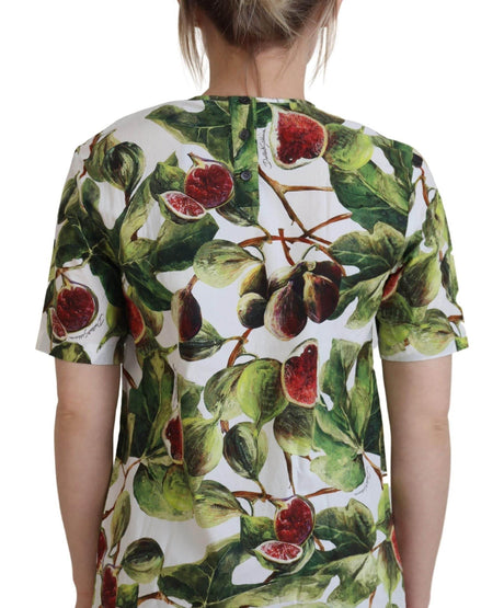 Dolce & Gabbana Crew-neck Cotton Top Blouse Fruit T-shirt - Hilstor