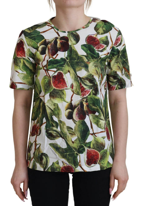 Dolce & Gabbana Crew-neck Cotton Top Blouse Fruit T-shirt - Hilstor