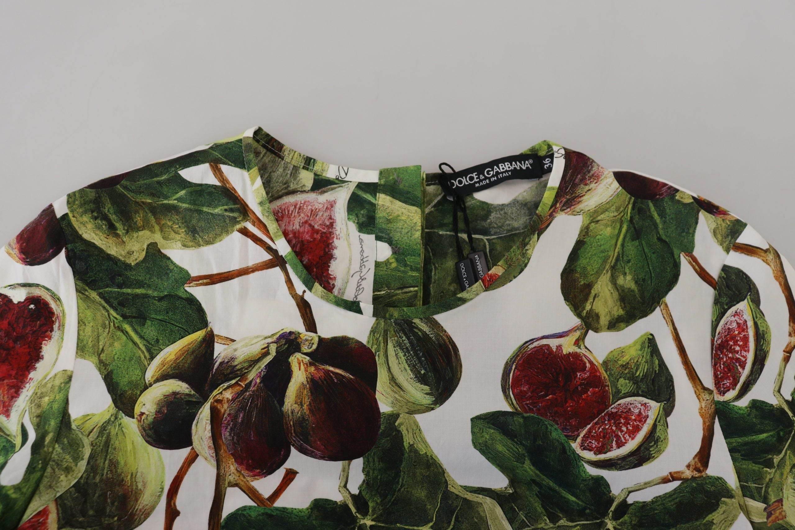 Dolce & Gabbana Crew-neck Cotton Top Blouse Fruit T-shirt - Hilstor