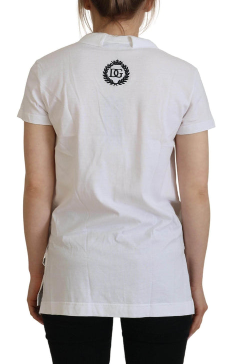 Dolce & Gabbana White Short Sleeve V-neck Cotton Top Blouse T-shirt - Hilstor