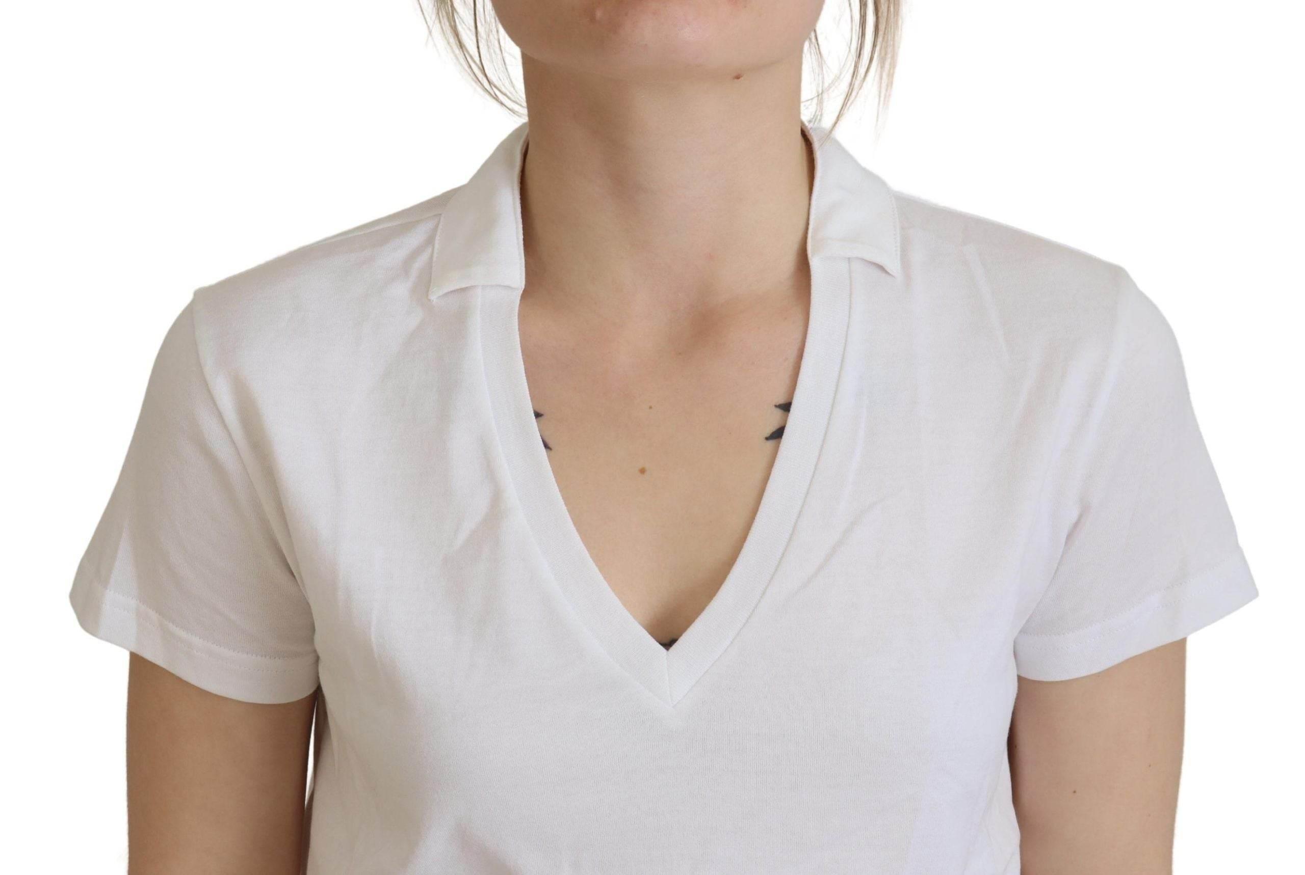 Dolce & Gabbana White Short Sleeve V-neck Cotton Top Blouse T-shirt - Hilstor
