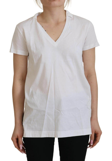 Dolce & Gabbana White Short Sleeve V-neck Cotton Top Blouse T-shirt - Hilstor