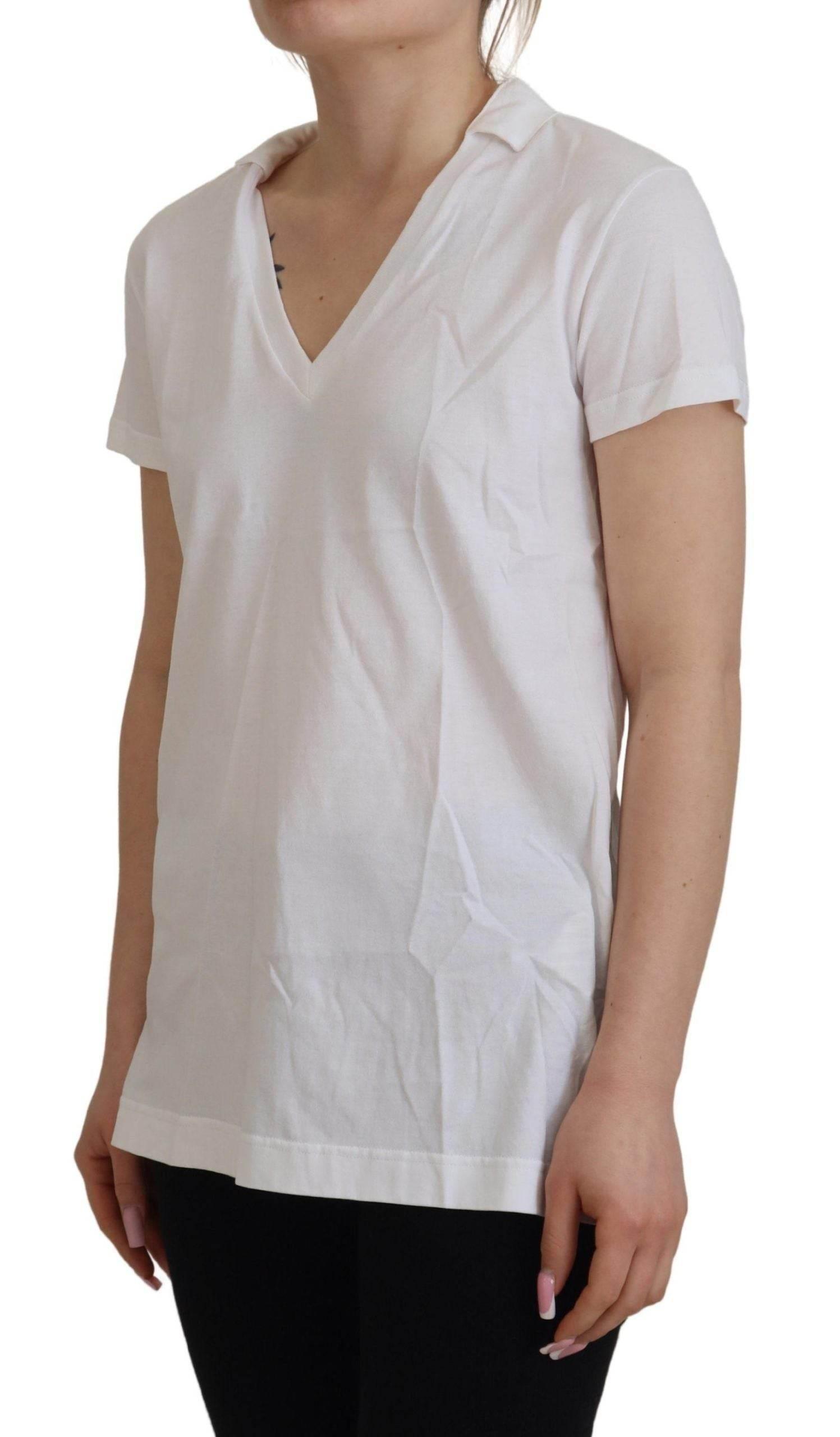 Dolce & Gabbana White Short Sleeve V-neck Cotton Top Blouse T-shirt - Hilstor