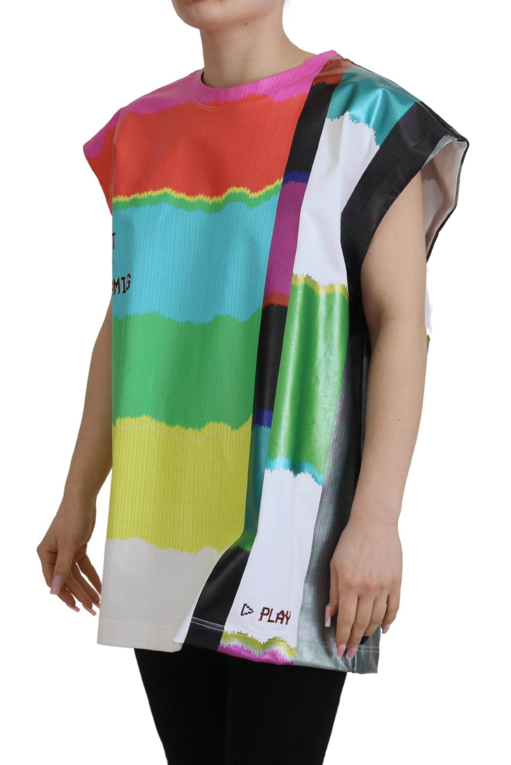 Dolce & Gabbana Multicolor Sleeveless Cotton Top - Hilstor
