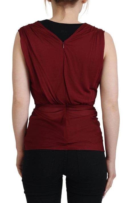 Dolce & Gabbana Bordeaux Silk Stretch Top Vest Blouse - Hilstor