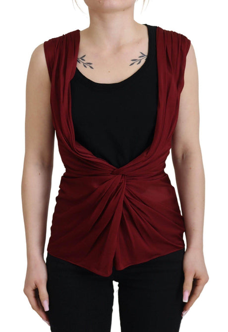 Dolce & Gabbana Bordeaux Silk Stretch Top Vest Blouse - Hilstor