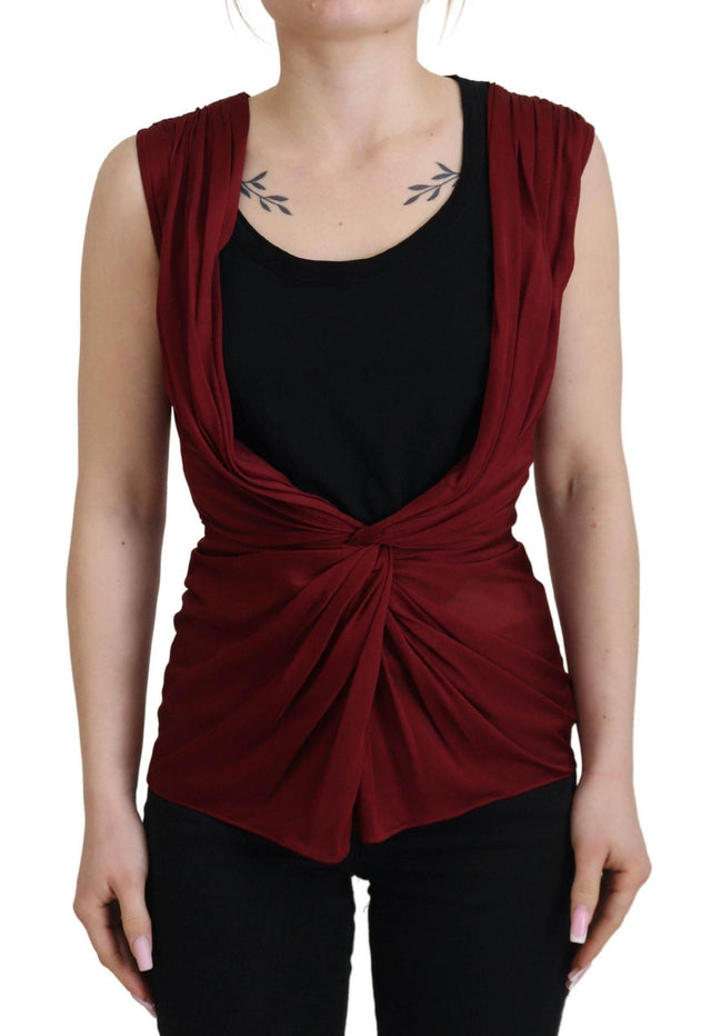 Dolce & Gabbana Bordeaux Silk Stretch Top Vest Blouse - Hilstor