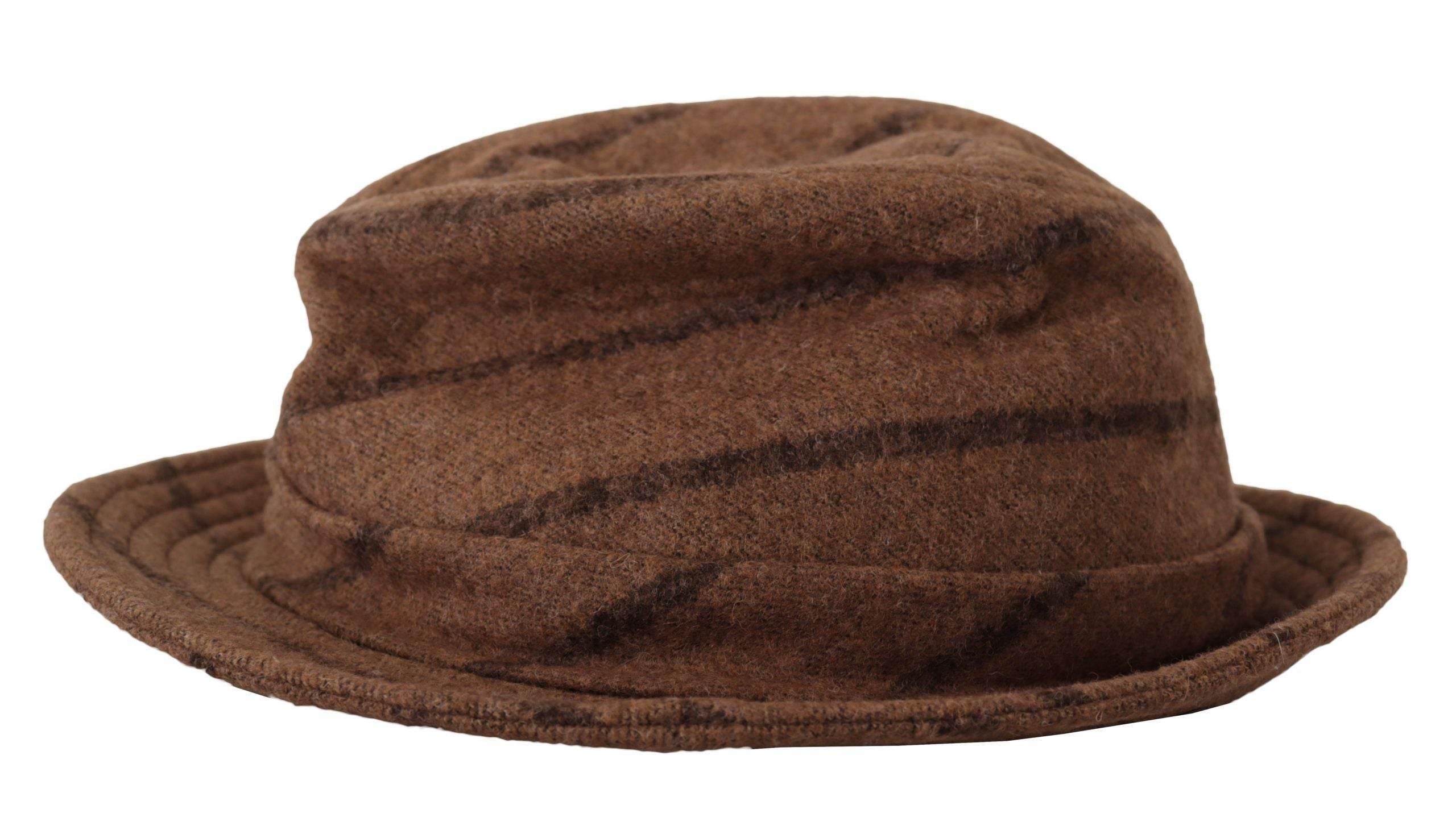Dolce & Gabbana Brown Fedora Striped Print Summer Hat - Hilstor