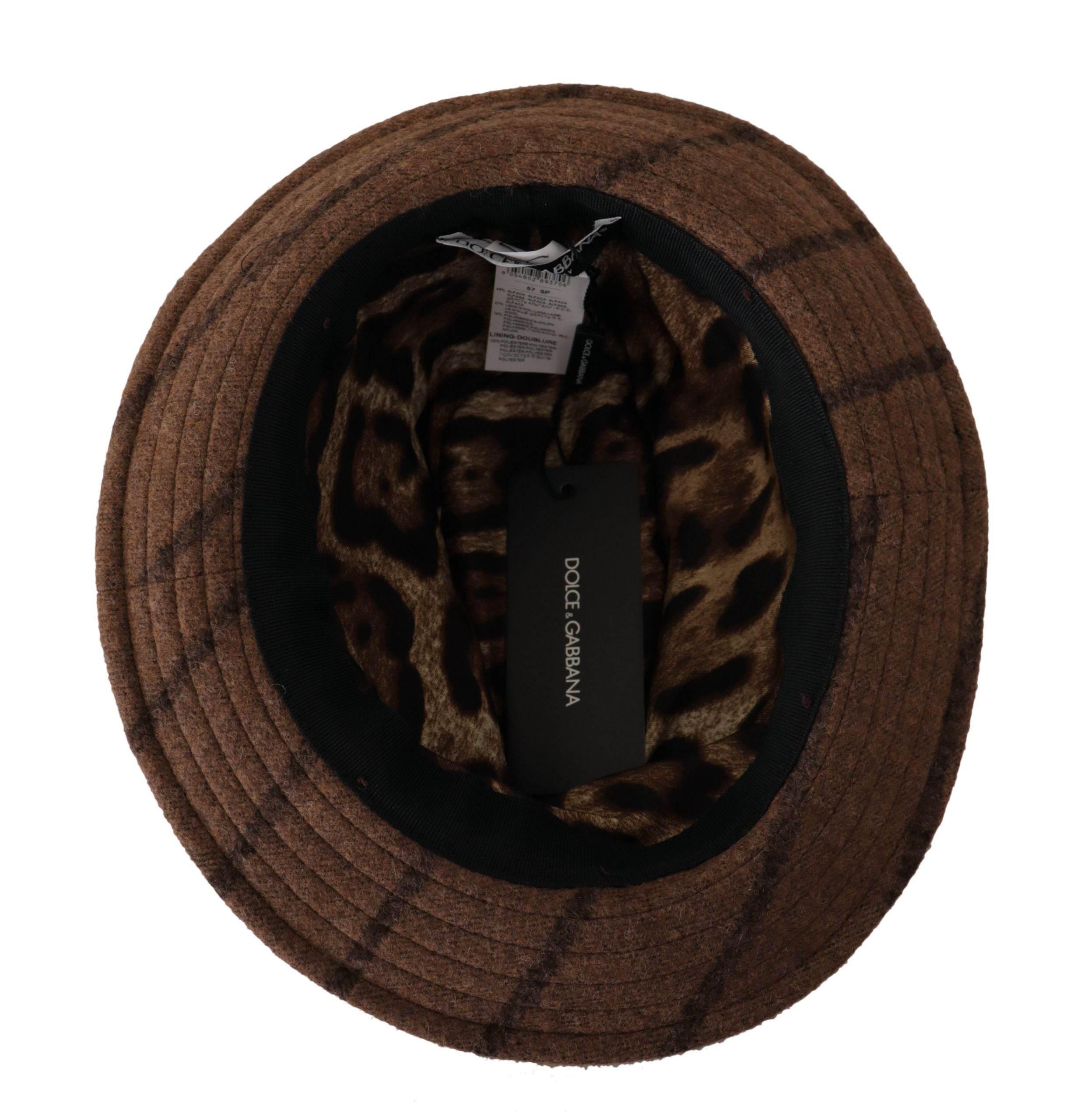 Dolce & Gabbana Brown Fedora Striped Print Summer Hat - Hilstor