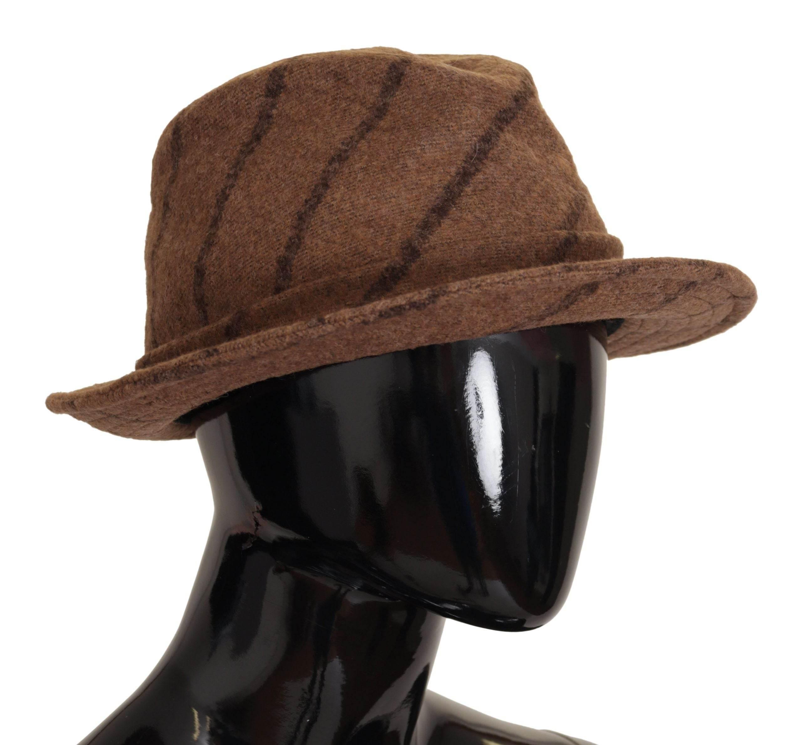 Dolce & Gabbana Brown Fedora Striped Print Summer Hat - Hilstor