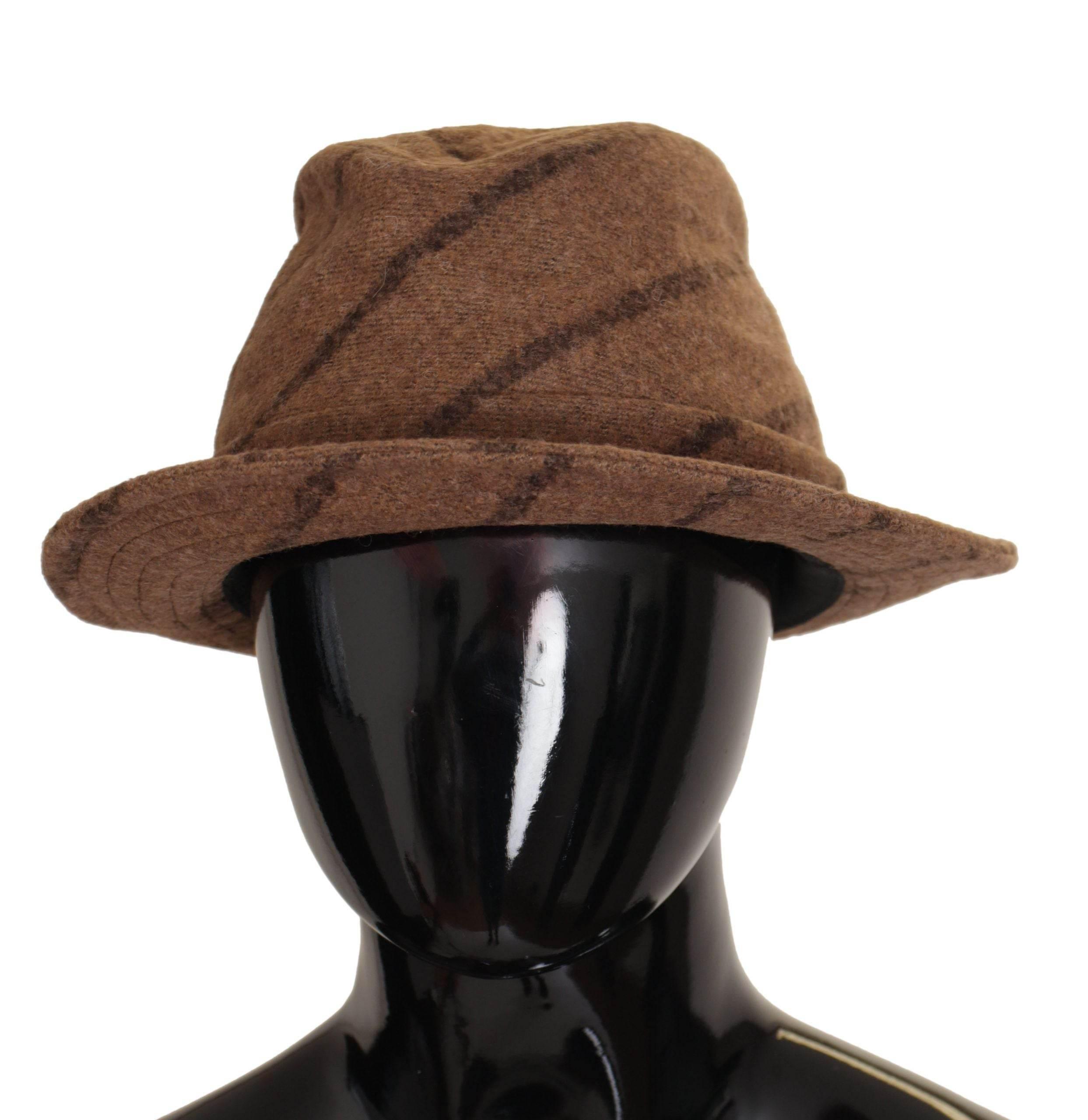 Dolce & Gabbana Brown Fedora Striped Print Summer Hat - Hilstor