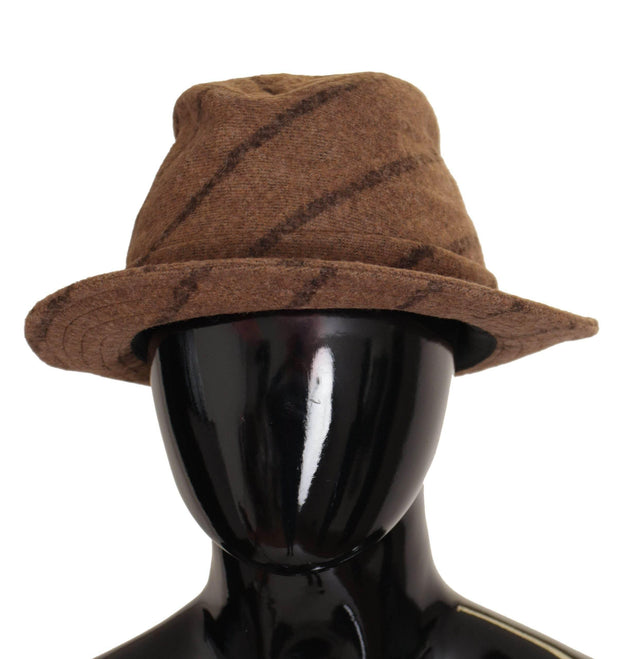 Dolce & Gabbana Brown Fedora Striped Print Summer Hat - Hilstor