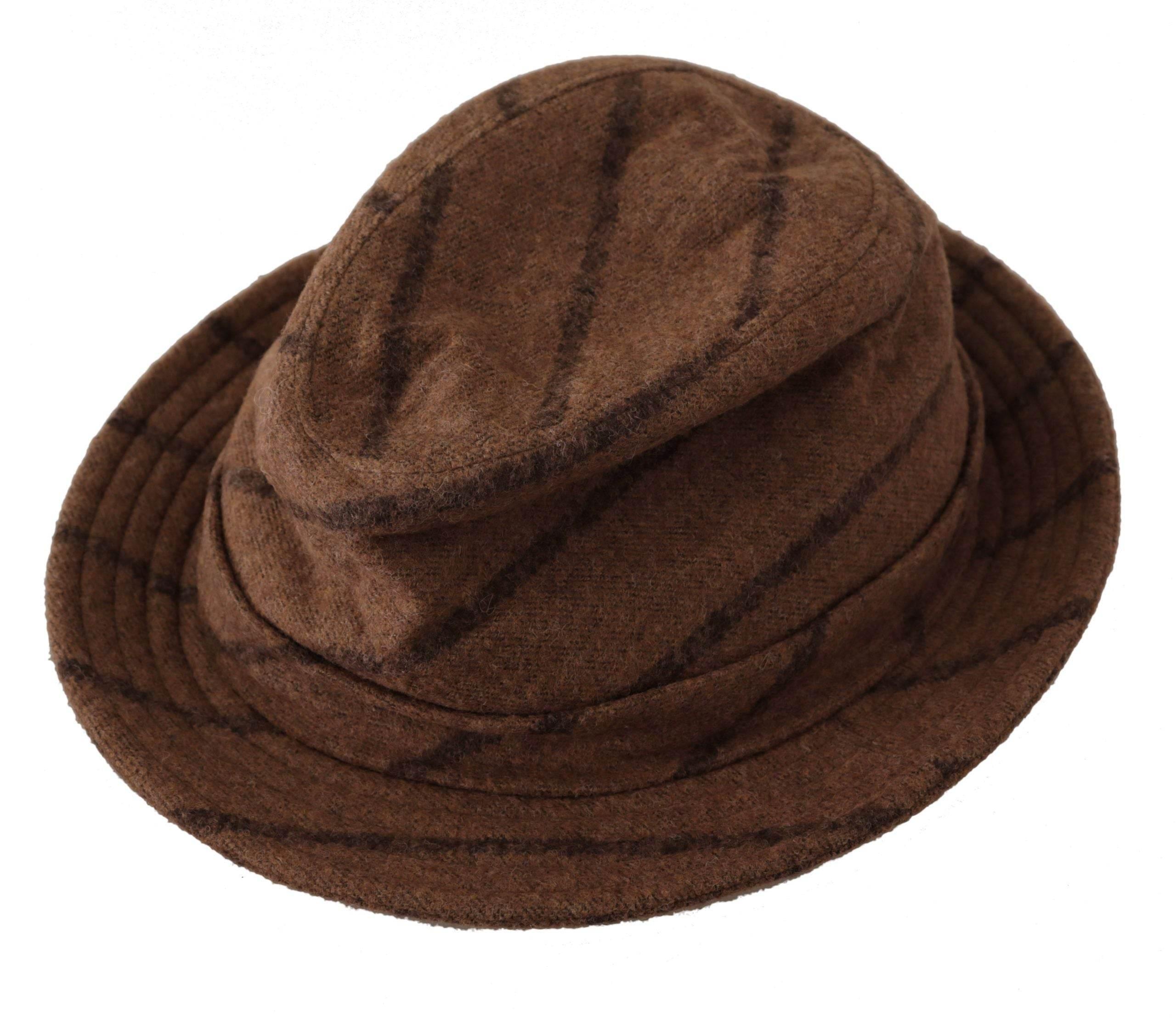 Dolce & Gabbana Brown Fedora Striped Print Summer Hat - Hilstor