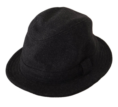 Dolce & Gabbana Gray Virgin Wool Logo Fedora Trilby Cappello Hat - Hilstor