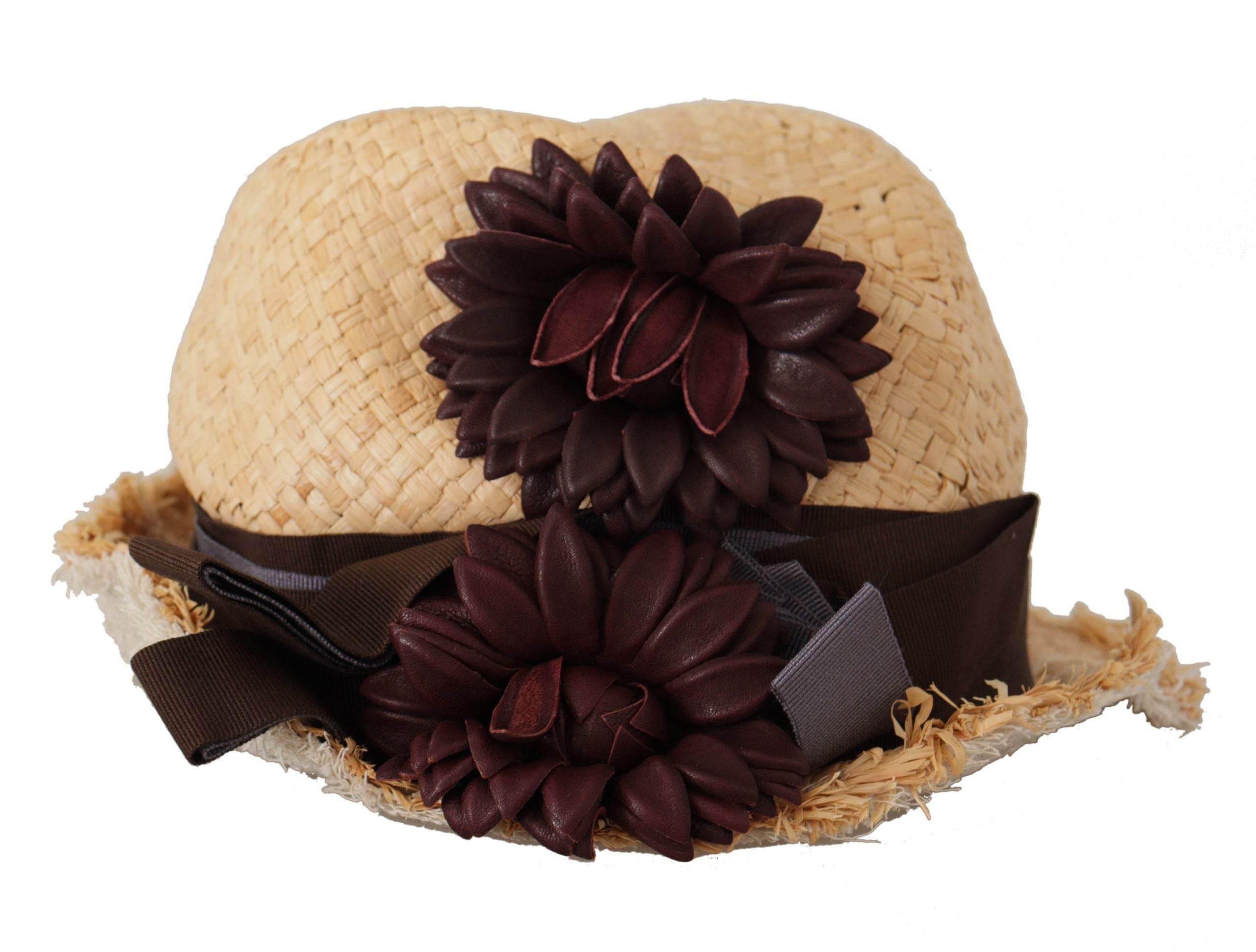 Dolce & Gabbana Yellow Ribbon Floral Embellished Straw Hat - Hilstor